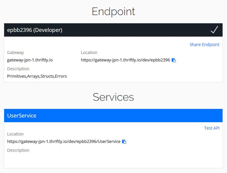 Thriftly Public Endpoint API Gateway