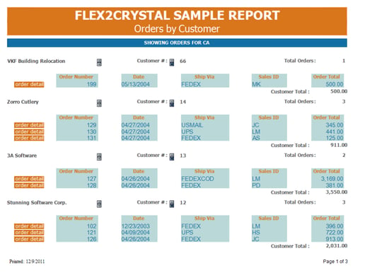 Sort Controls Example - Flex2Crystal - Mertech