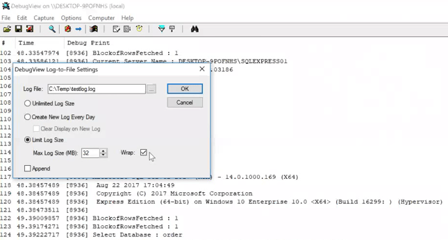 Mertech Debug Output Flex2SQL 15