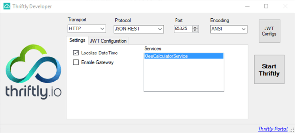 Thriftly server window