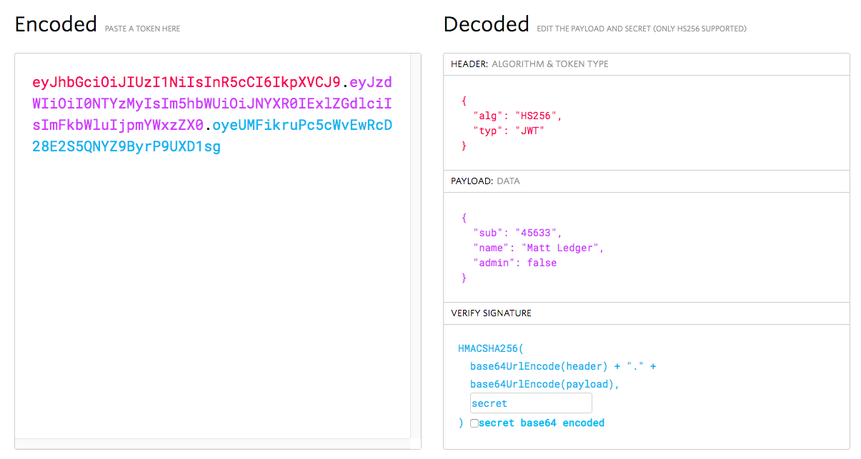 JWT Encoded and Decoded